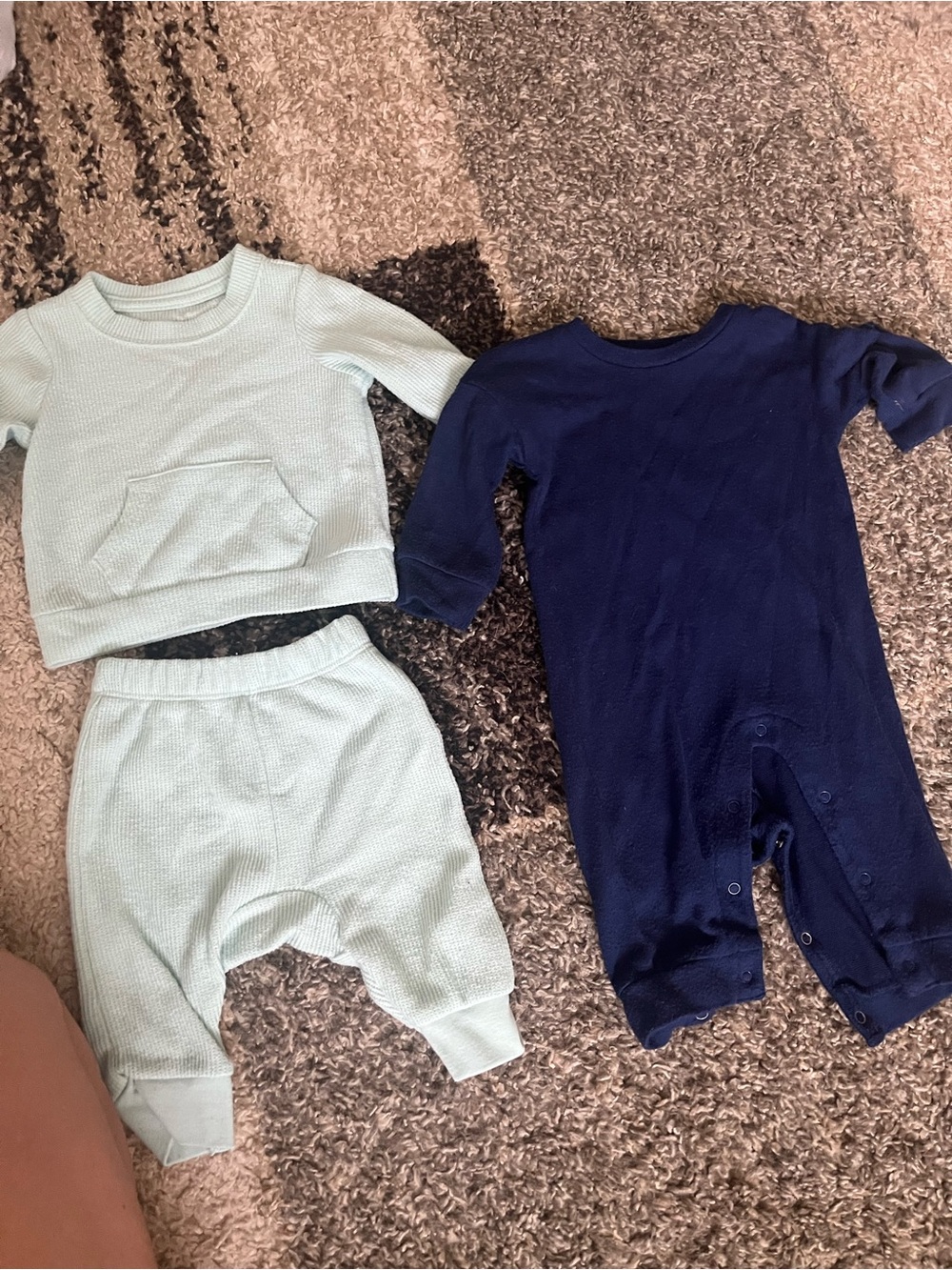 Cat & Jack Mint Green Two-Piece Set + Navy Blue Romper